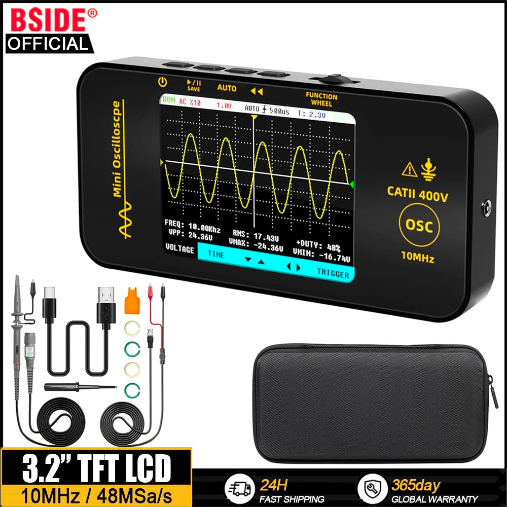 BSIDE OT3 &ndash; 10MHz Handheld Oscilloscope With Color Screen