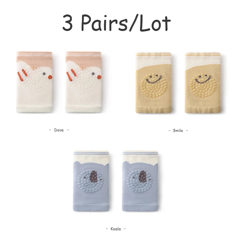 3 Pairs Baby Knee Pad Set Cartoon Mesh Thin &ndash; Non Slip 1B01-10-BHL / Average size (0-4Y)
