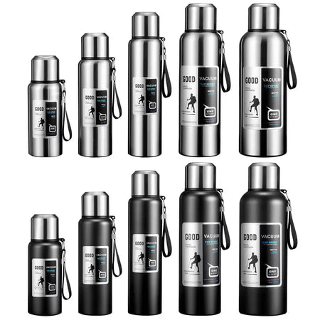 Thermal Water Bottle with Handle Portable Insulation Tumbler Stainless Steel Vacuum Double Insulation Cup for Hot Cold Drinks