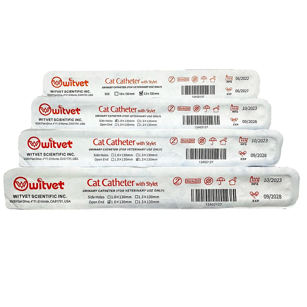 Urinary Cat Catheters With Stylet - Open End 1.0 And 1.3