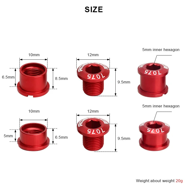 RIDERACE 5 PCS Bicycle Chainring Bolts &ndash; CNC 7075 Aluminum Ultra Durable Lightweight