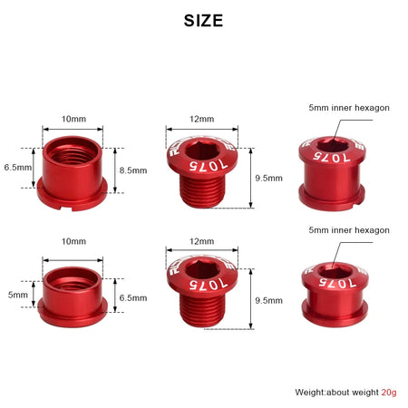 RIDERACE 5 PCS Bicycle Chainring Bolts &ndash; CNC 7075 Aluminum Ultra Durable Lightweight