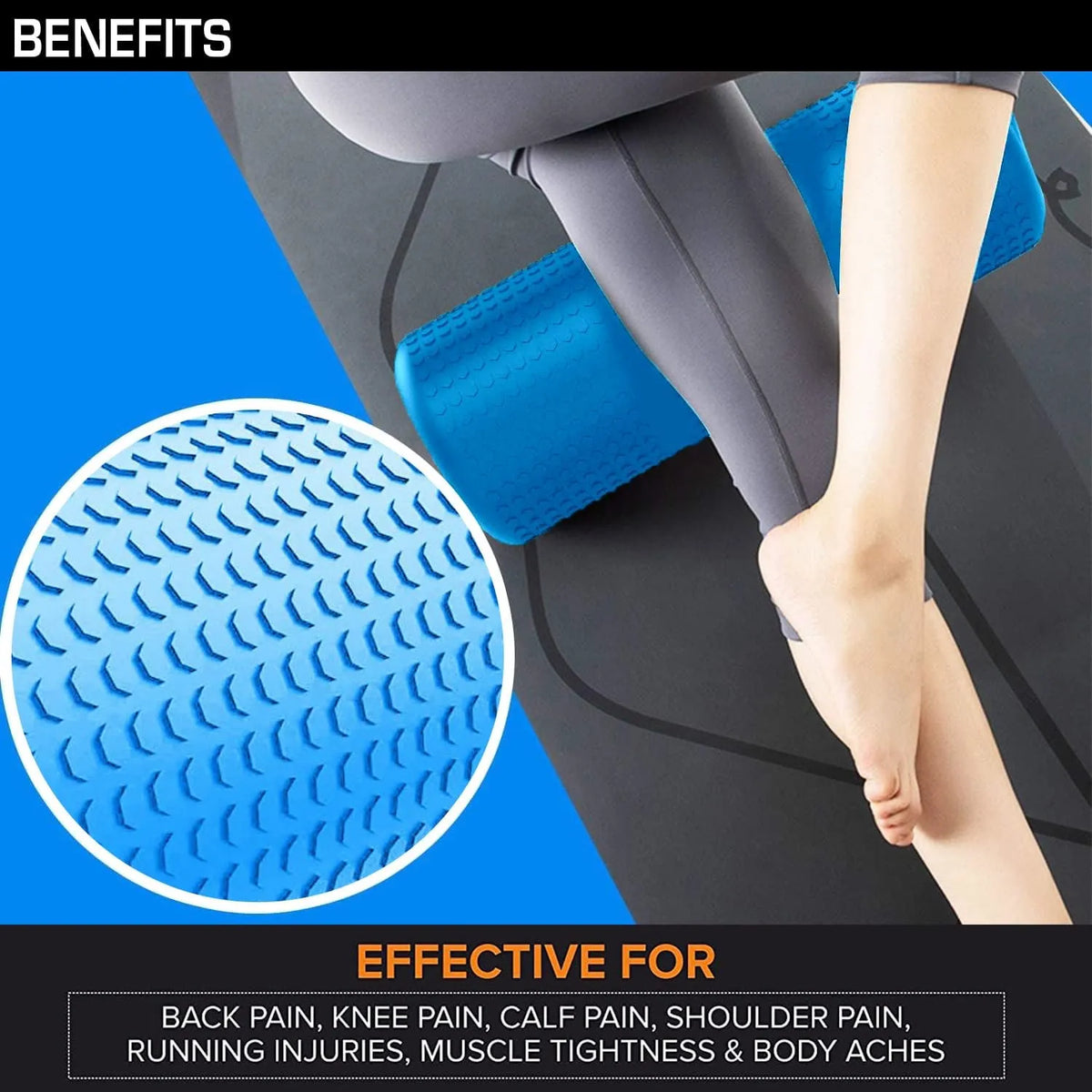 High-Density EVA 18in Yoga Foam Roller for Muscle Massage and Recovery