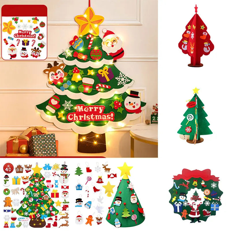 Χριστουγεννιάτικο δέντρο από τσόχα για το σπίτι με διακοσμητικά από τσόχα, εύκολη συναρμολόγηση, τέλειο δώρο για τις γιορτές