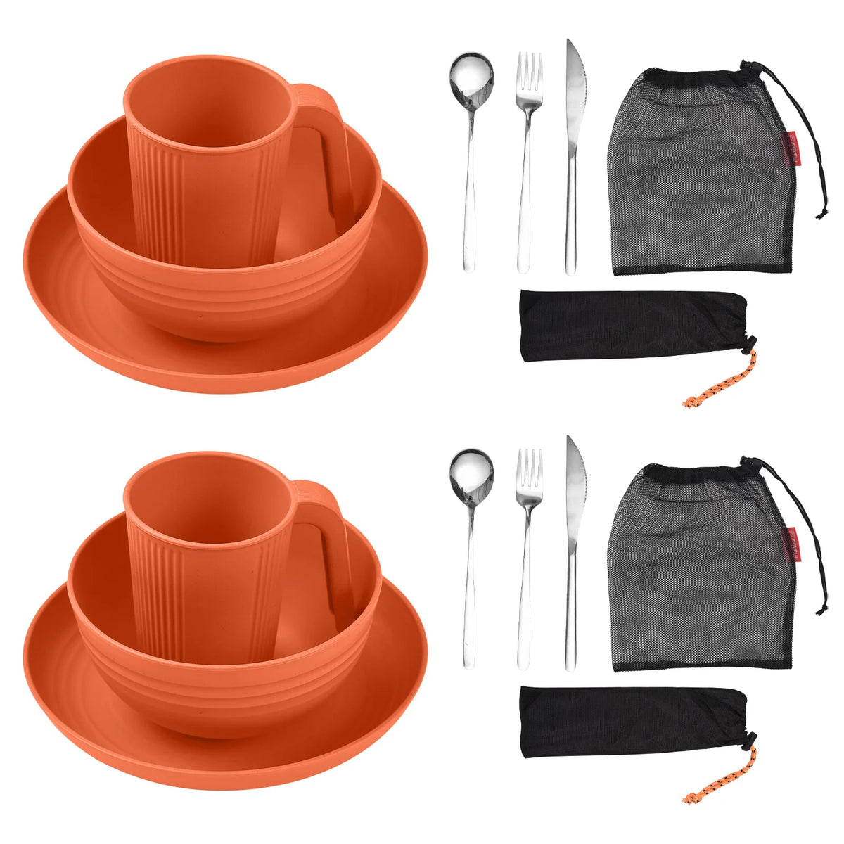 Camping Utensils Set 2 Wheat Straw Mess Kit &ndash; Lightweight 2sets 2