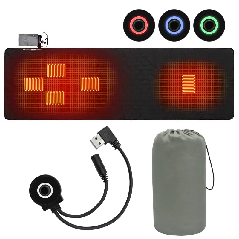 Outdoor Camping USB Heating Sleeping Mat &ndash; Fast USB Heating Black