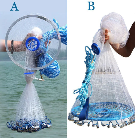 Lawaia Hand Cast Net - Durable Monofilament Nylon Fishing Net with Aluminum or Plastic Ring