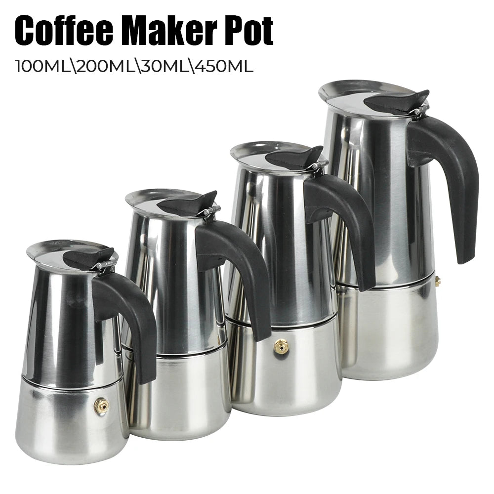 Elegant Stainless Steel Moka Coffee Maker &ndash; Brew 2 to 9 Cups of Mocha Espresso and Lattes