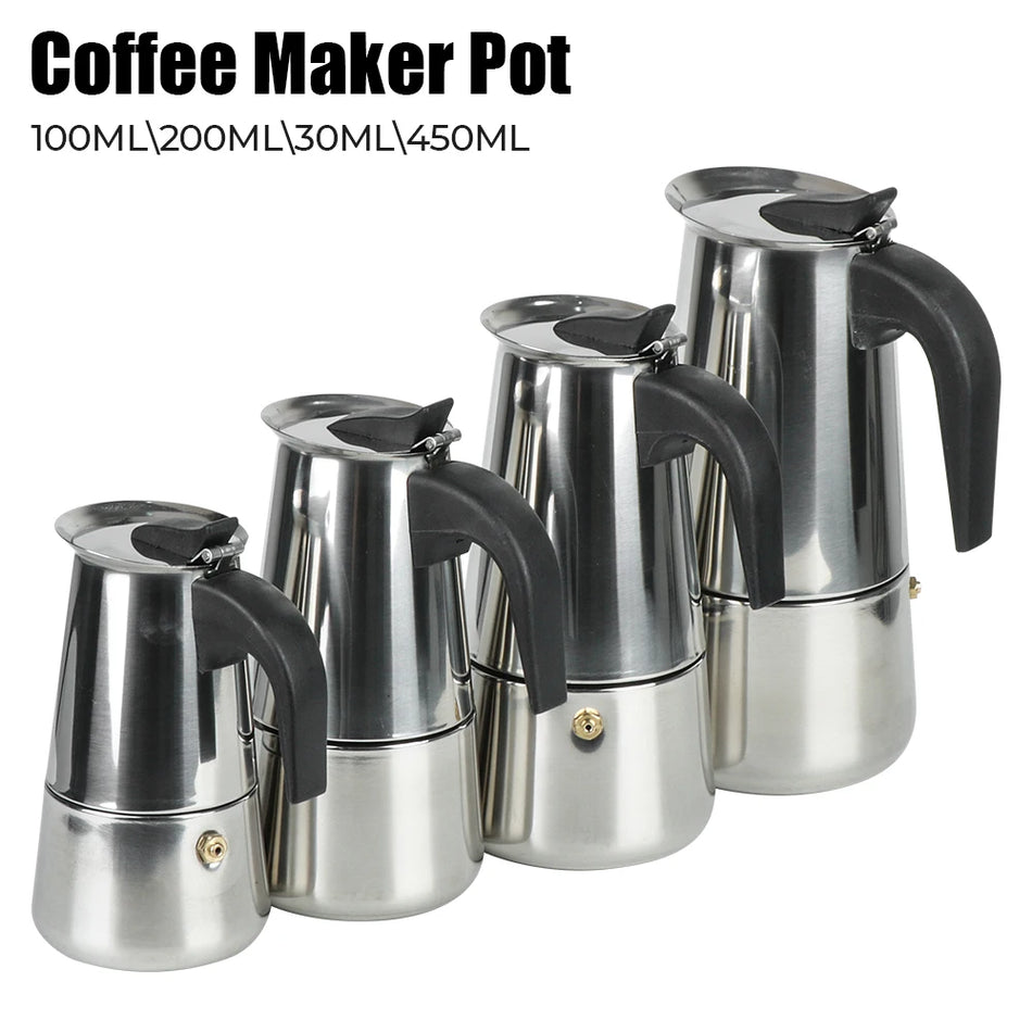Elegant Stainless Steel Moka Coffee Maker &ndash; Brew 2 to 9 Cups of Mocha Espresso and Lattes