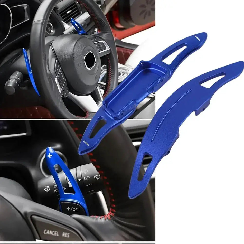 Steering Wheel Shift Paddles Aluminum Blue For Mazda 3 CX5 by InterCyprus Trading Ltd