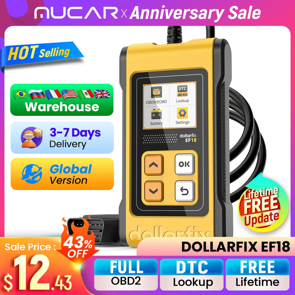DollarFix EF18 OBD2 Scanner &ndash; Lifetime Free Updates