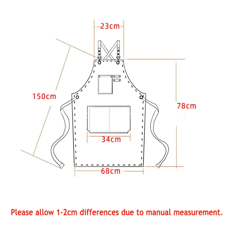Unisex Canvas Bib Leather Apron &ndash; For Kitchen And Barista