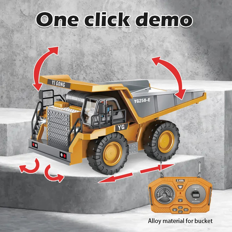 BigShu 1:24 RC Alloy Dump Truck and Excavator Set for Kids