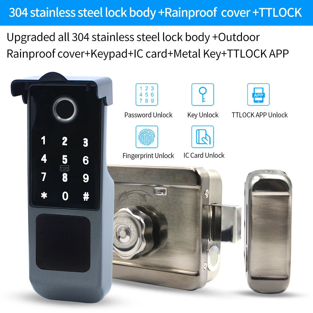 VD06-TTLOCK &ndash; Waterproof Bluetooth Fingerprint Rim Lock VD06-TTLOCK