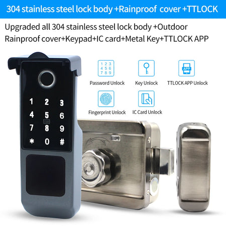 VD06-TTLOCK &ndash; Waterproof Bluetooth Fingerprint Rim Lock VD06-TTLOCK