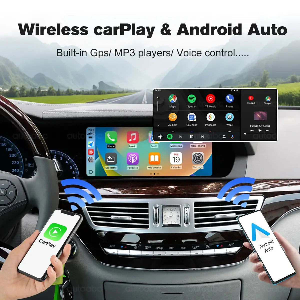 Wireless CarPlay Android Auto 10.25 Inch Screen for Mercedes Benz S-Class/CL W221 NTG3.0/3.5 System 2006-2012 With Navigation BT by InterCyprus Trading Ltd