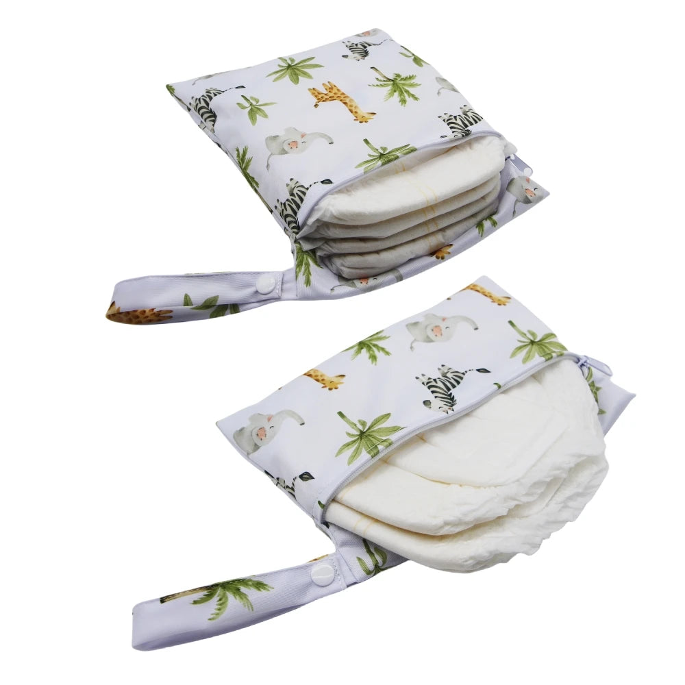 Cartoon Print Reusable Wet/Dry Nappy Bag Set