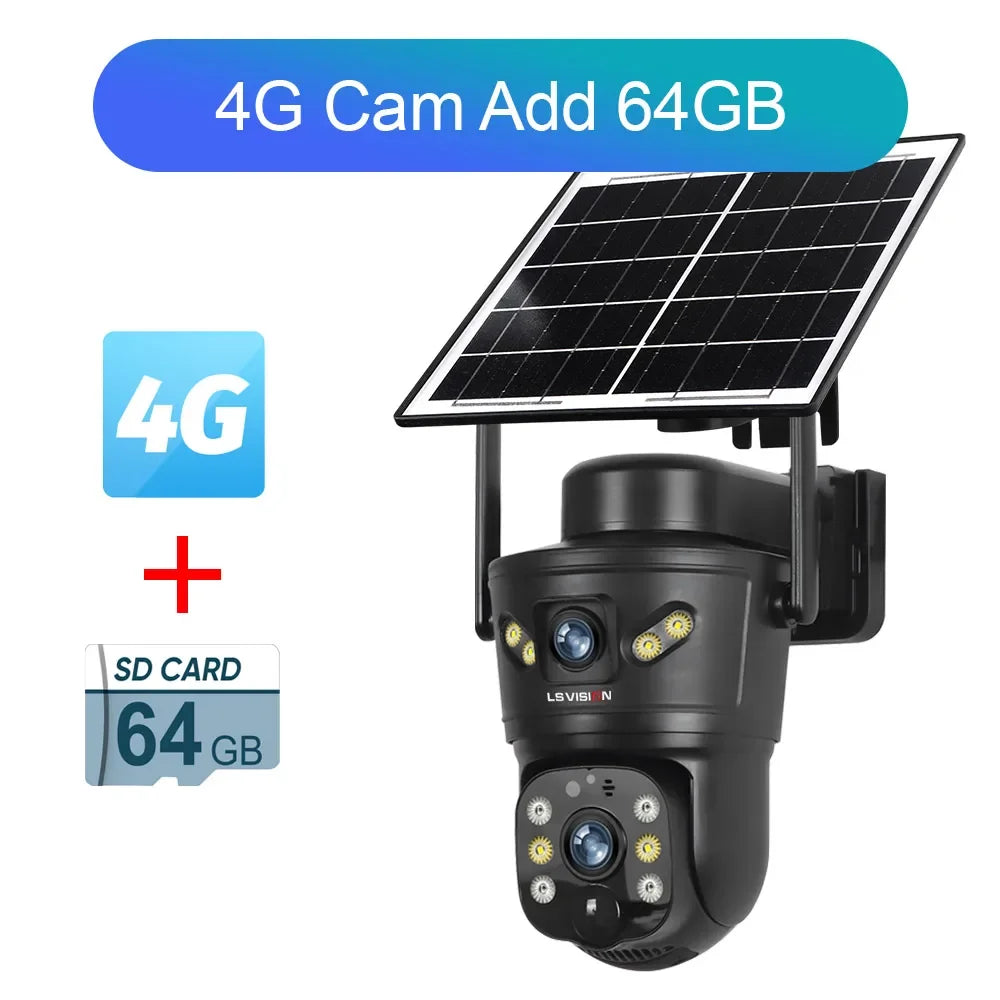 LS Vision 4K Dual Screens Solar Camera &ndash; 4G WiFi PTZ CHINA / 4G Cam Add 64G
