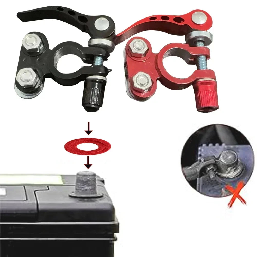 Heavy-Duty Quick Release Car Battery Terminal Clamps - Anti-Rust &amp; Reliable