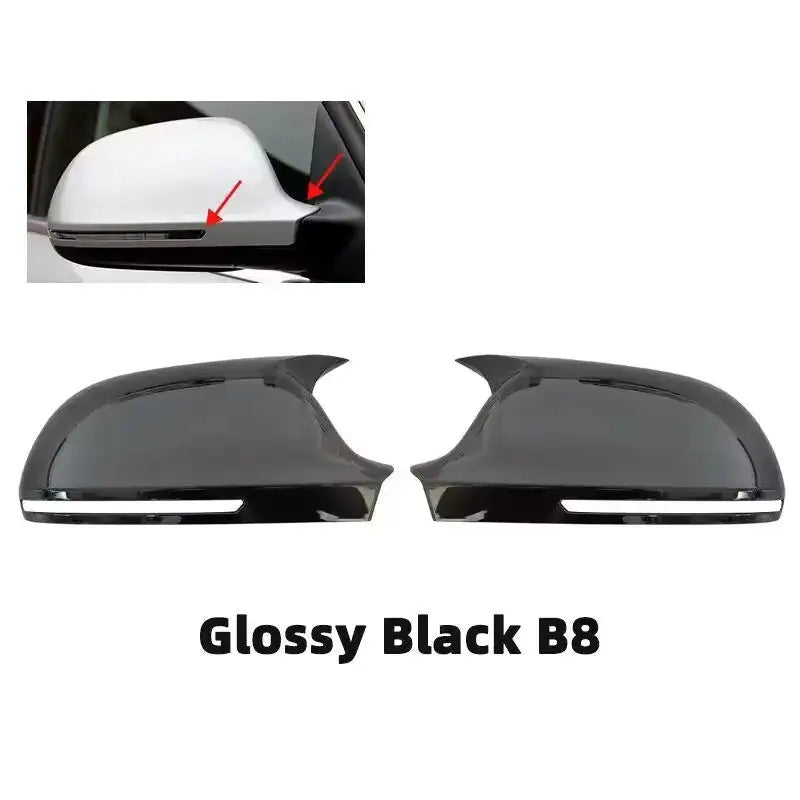 Pair Side Wing Mirror Covers Audi A3 8P A4 A5 A6 Q3 S6 Glossy Black-B8