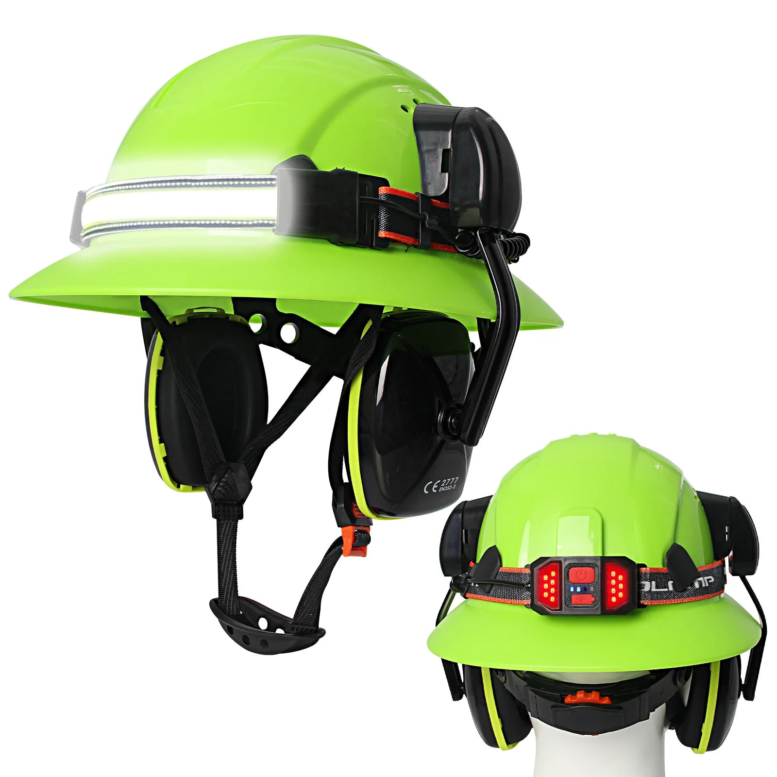 CE Full-Brim Hard Hat - Lightweight Safety Headgear Green