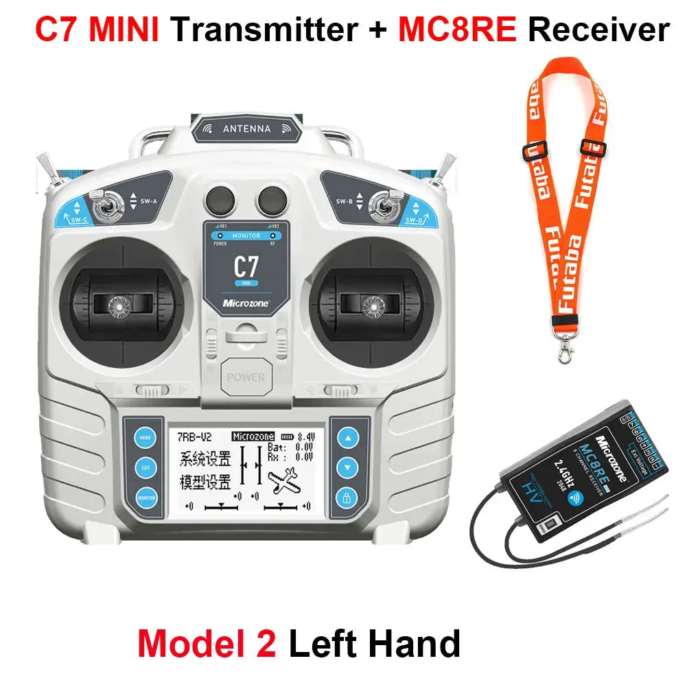 MicroZone MC7 C7 MINI 2.4G Controller Transmitter with MC8RE Receiver Radio System for RC Aircraft Drones Multirotor Helicopters by InterCyprus Trading Ltd