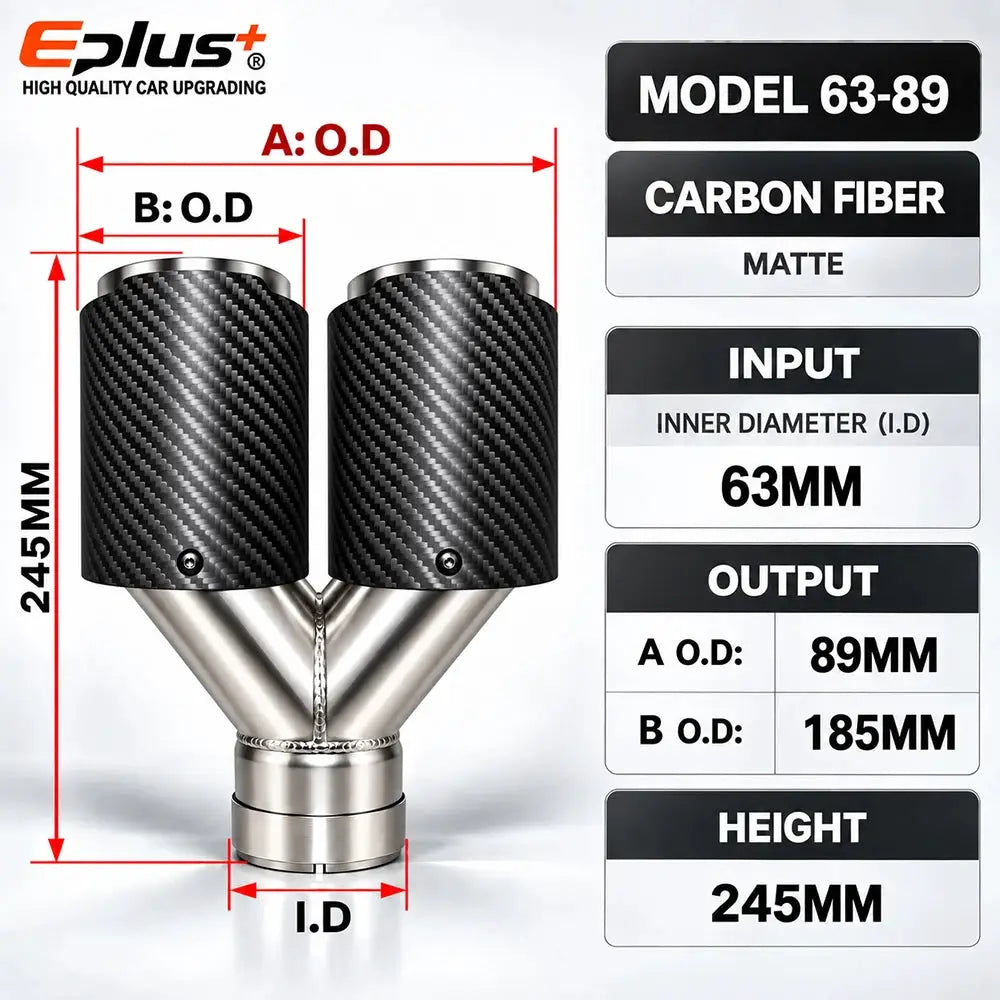 Y Shape Double Exit Carbon Fiber Glossy&Matte Universal Car Exhaust Muffler Tip Mufflers Nozzle Decoration Stainless Silver by InterCyprus Trading Ltd
