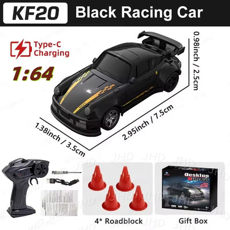 JHD 1:64 KF20 Four-Wheel Remote-Controlled Drift Car KF20 Car Black