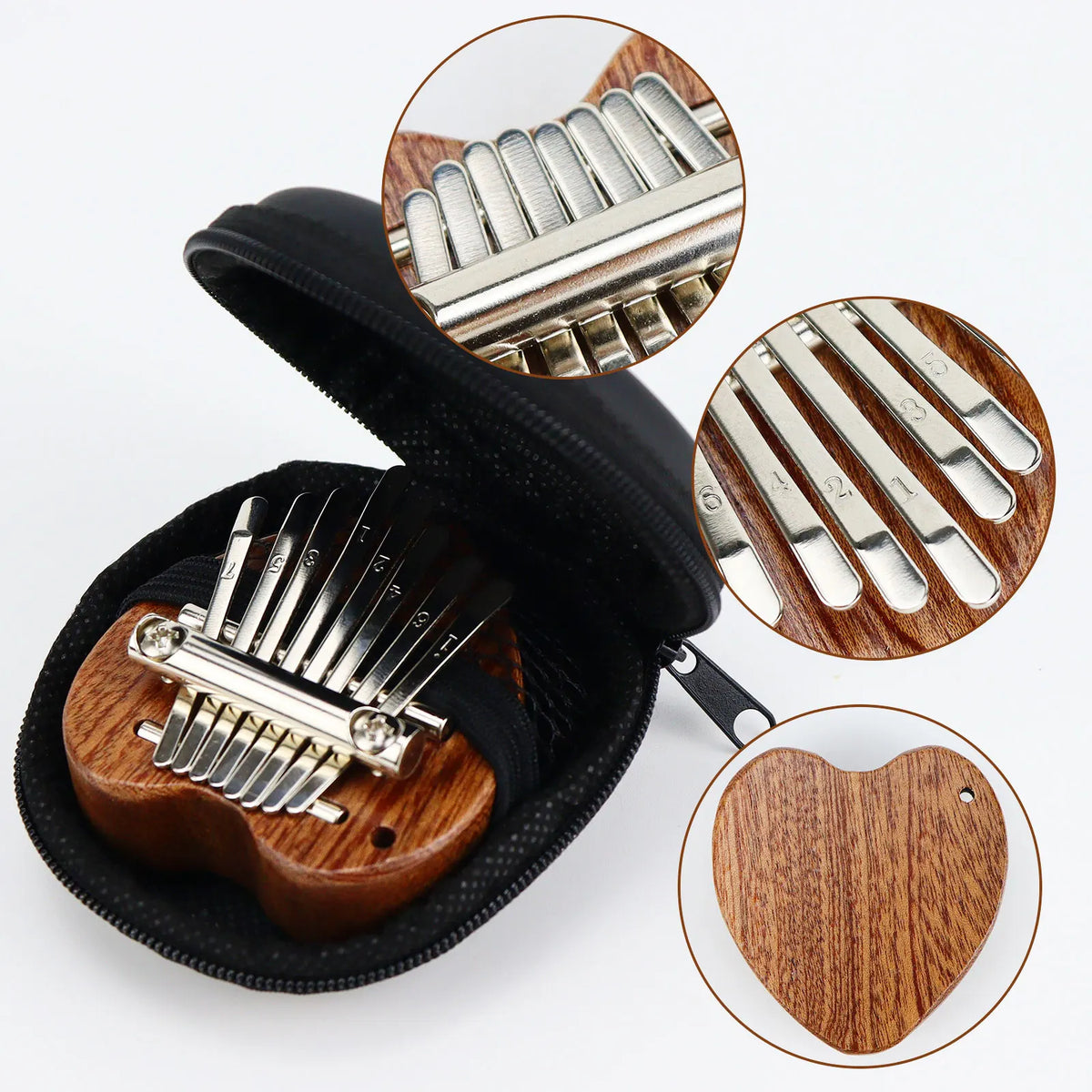 Mini 8-Key Thumb Heart-shaped Kalimba Piano Set &ndash; Portable