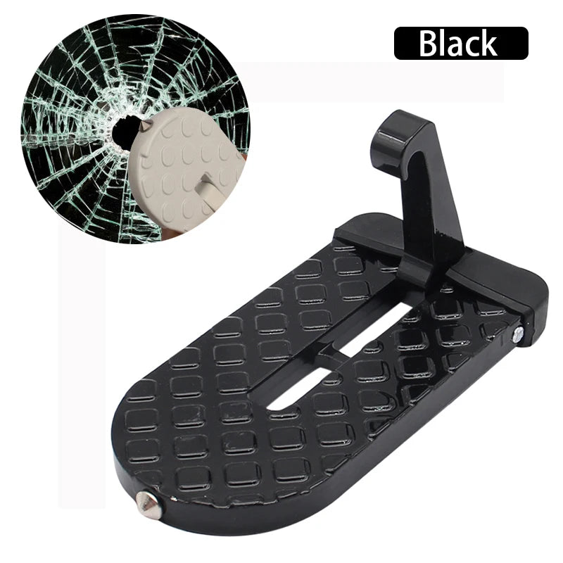 Foldable Car Roof Rack Step &ndash; Aluminium Alloy Safety Pedal Black