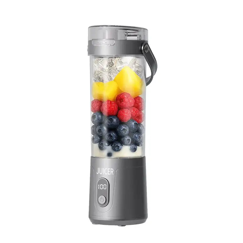 Portable Juicer Cup 600ml USB Rechargeable Multifunctional Button model gray