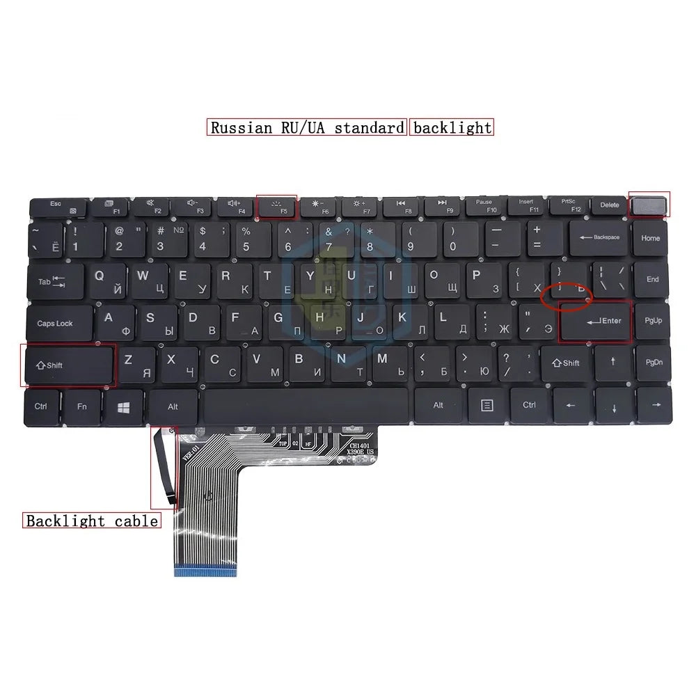 US Russian Spanish Backlit Keyboard - Multilingual Support Russian Backlit / CHINA
