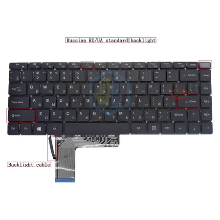 US Russian Spanish Backlit Keyboard - Multilingual Support Russian Backlit / CHINA
