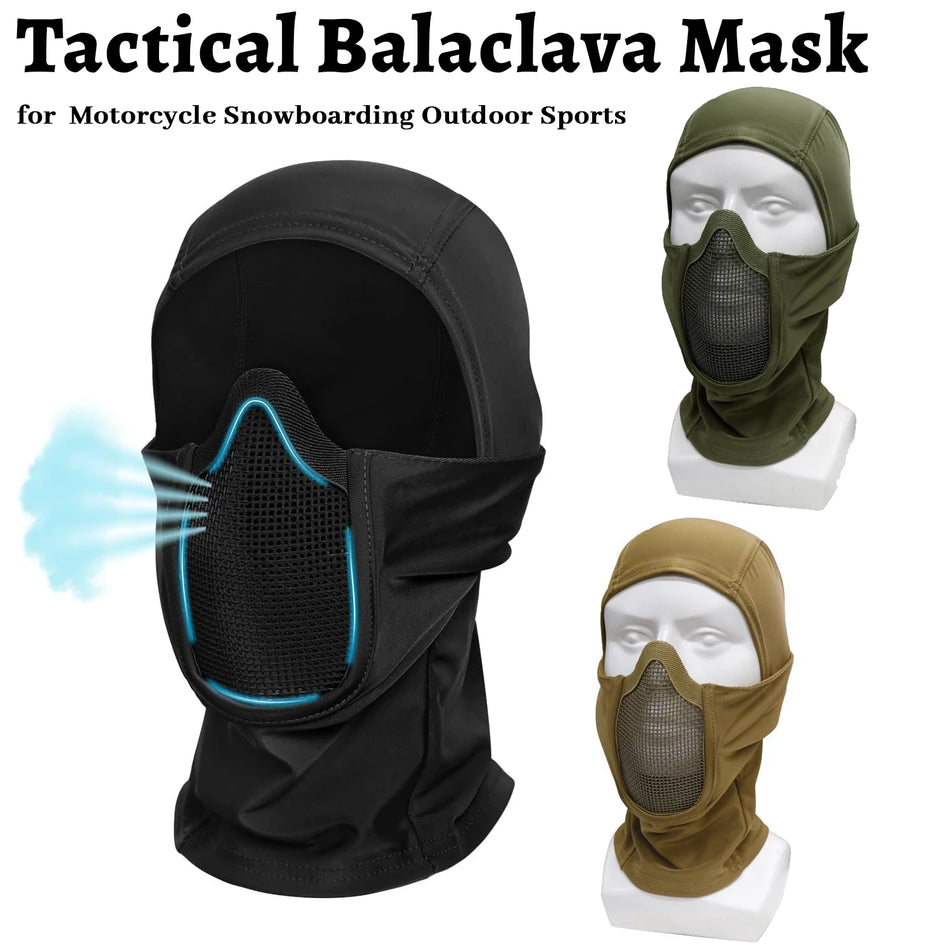 Zračna taktična balaklava s kovinsko mrežico za zaščito ust za na prostem