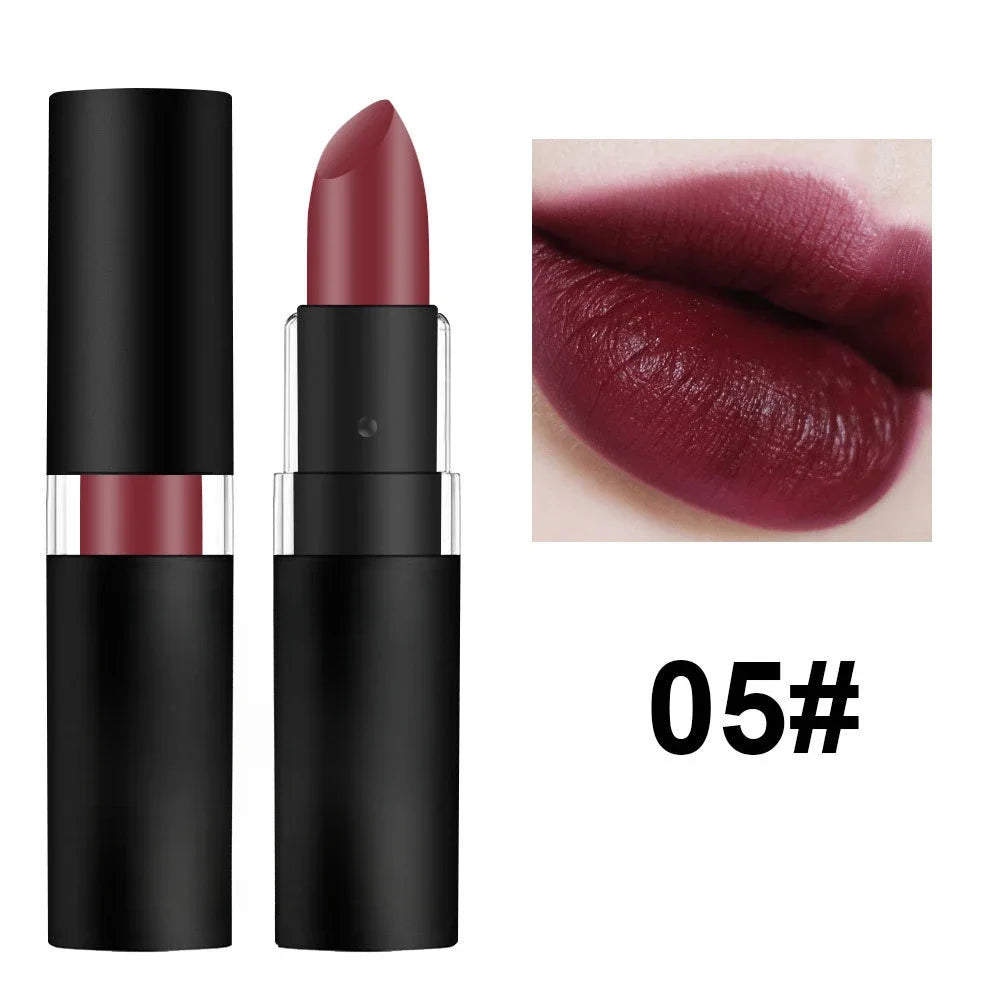 Matte Dark Wine Red Waterproof Lipstick - Easy to Apply, Long-lasting 05