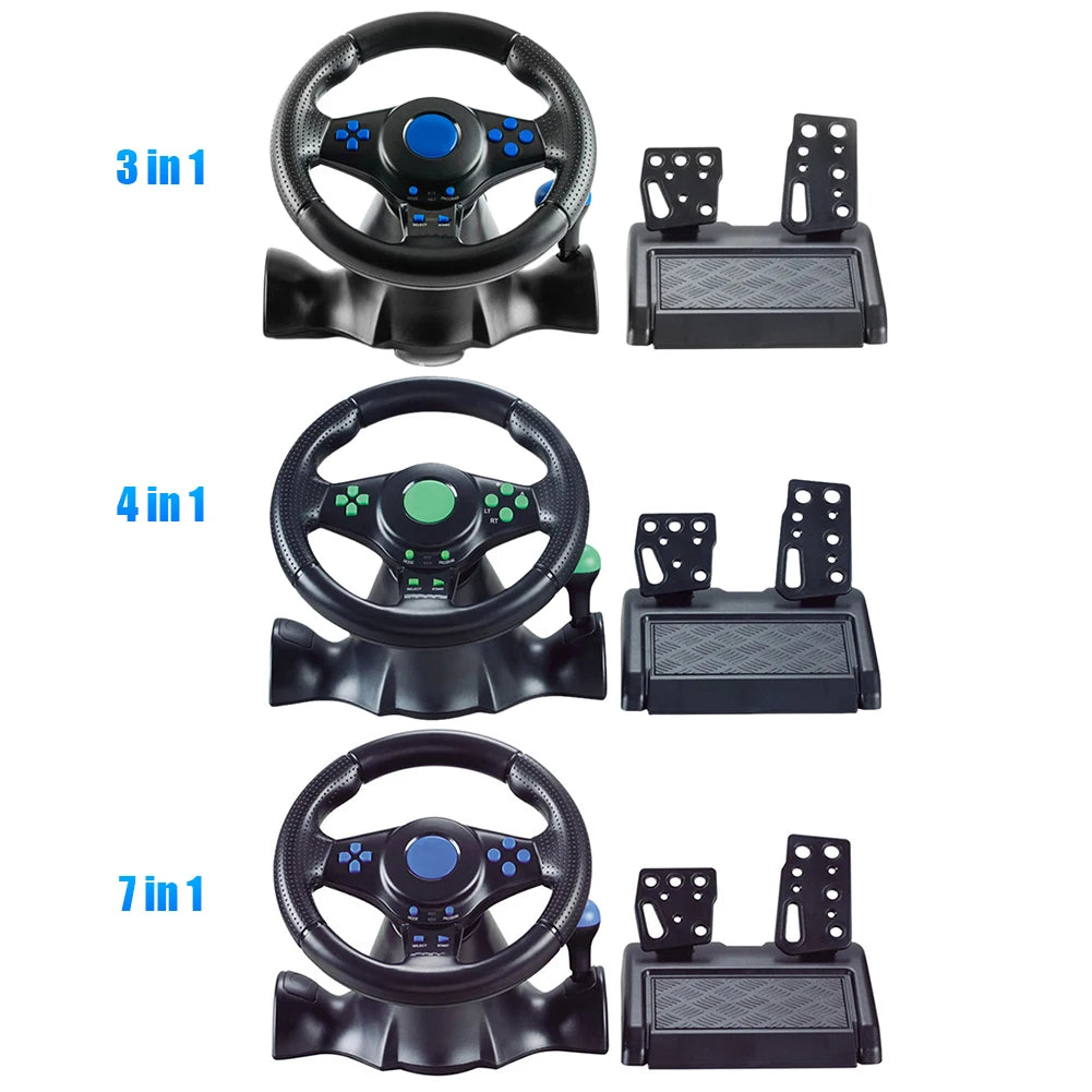 Multi-Platform Racing Simulator Steering Wheel with Vibration and Gear Shifter