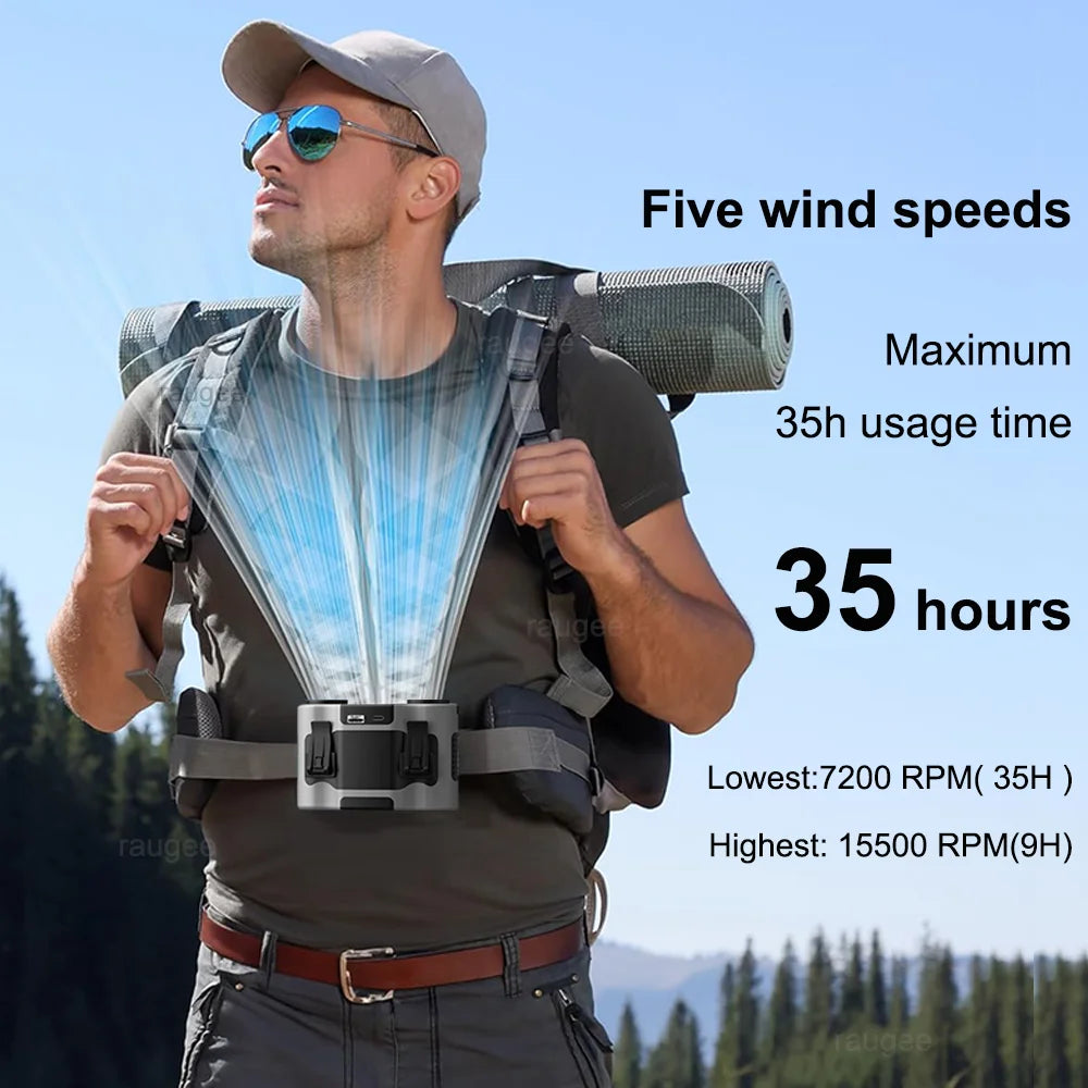 Outdoor Portable Waist Fan 20000mAh &ndash; Built-In Power Bank