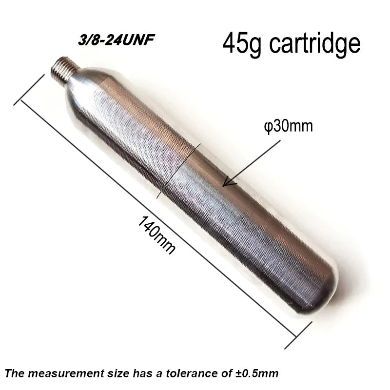 Refillable CO2 Cartridge 3/8-24UNF Threaded &ndash; Reusable 45g thread / CHINA