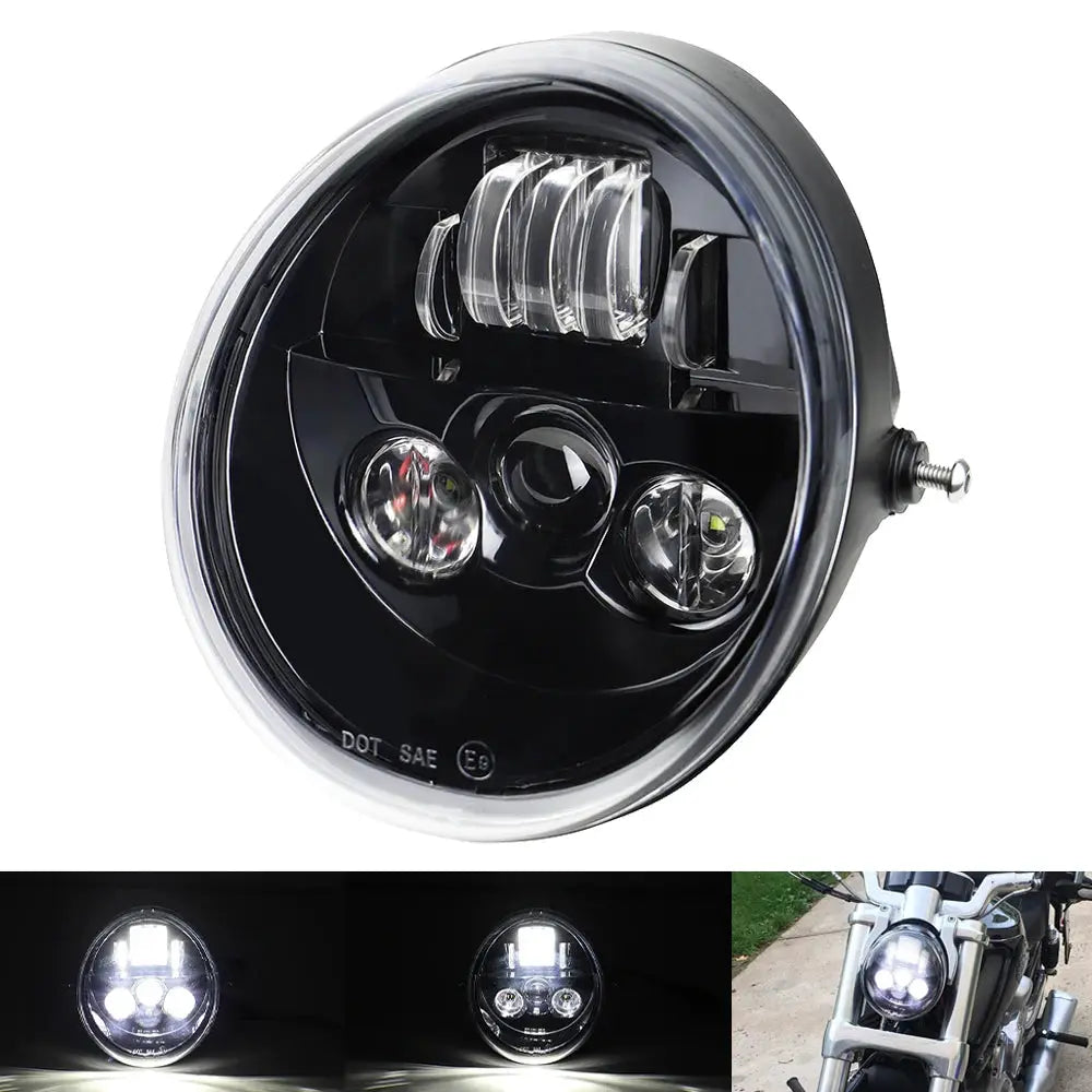 Motorcycle Headlight HI/Low Beam Front LED Light for V Rod VRSCF VRSC VRSCR 2002-2017 by InterCyprus Trading Ltd