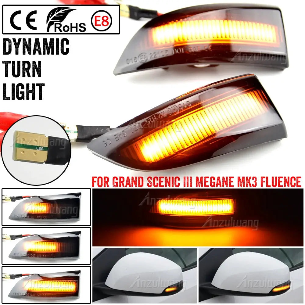 Sequential LED Side Mirror Turn Signal Light for Renault Megane MK3 by InterCyprus Trading Ltd