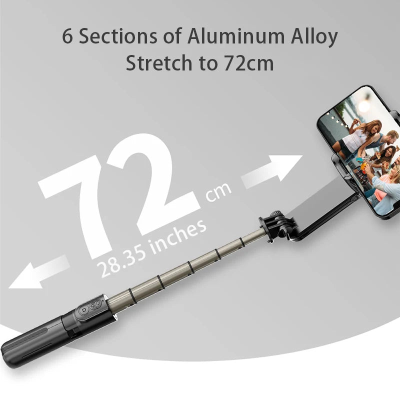 CrownQu Handheld Selfie Stick Gimbal &ndash; Adjustable Stabilization with Fill Light