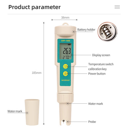 169E ORP Redox Tester &ndash; Waterproof LCD Display For Pools