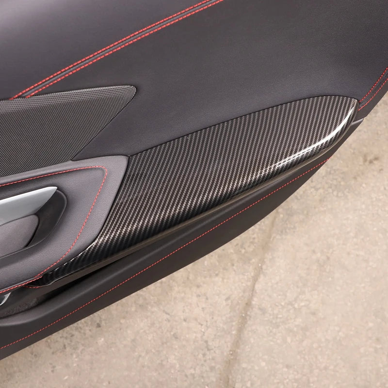 Capac pentru cotieră ușă roșie din fibră de carbon Corvette C8