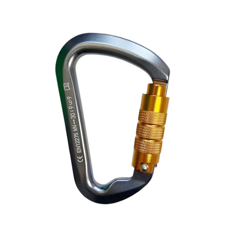 Outdoor Carabiner Rock Climbing Mountain Landing 30kN Hook High Altitude Carabiner Aluminum Alloy Safety Buckle Equipment Auto Gray
