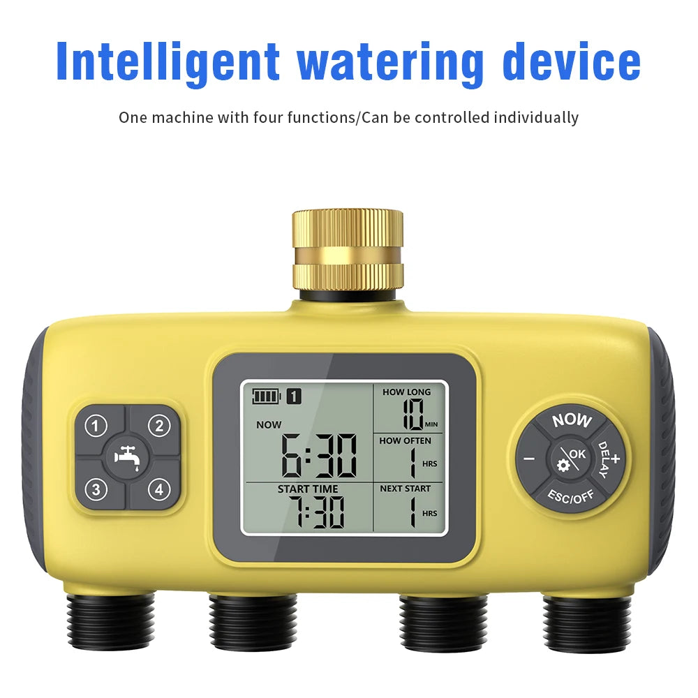 4-Outlet Water Timer &ndash; Rain Delay Programmable Sprinkler 4-ZONE