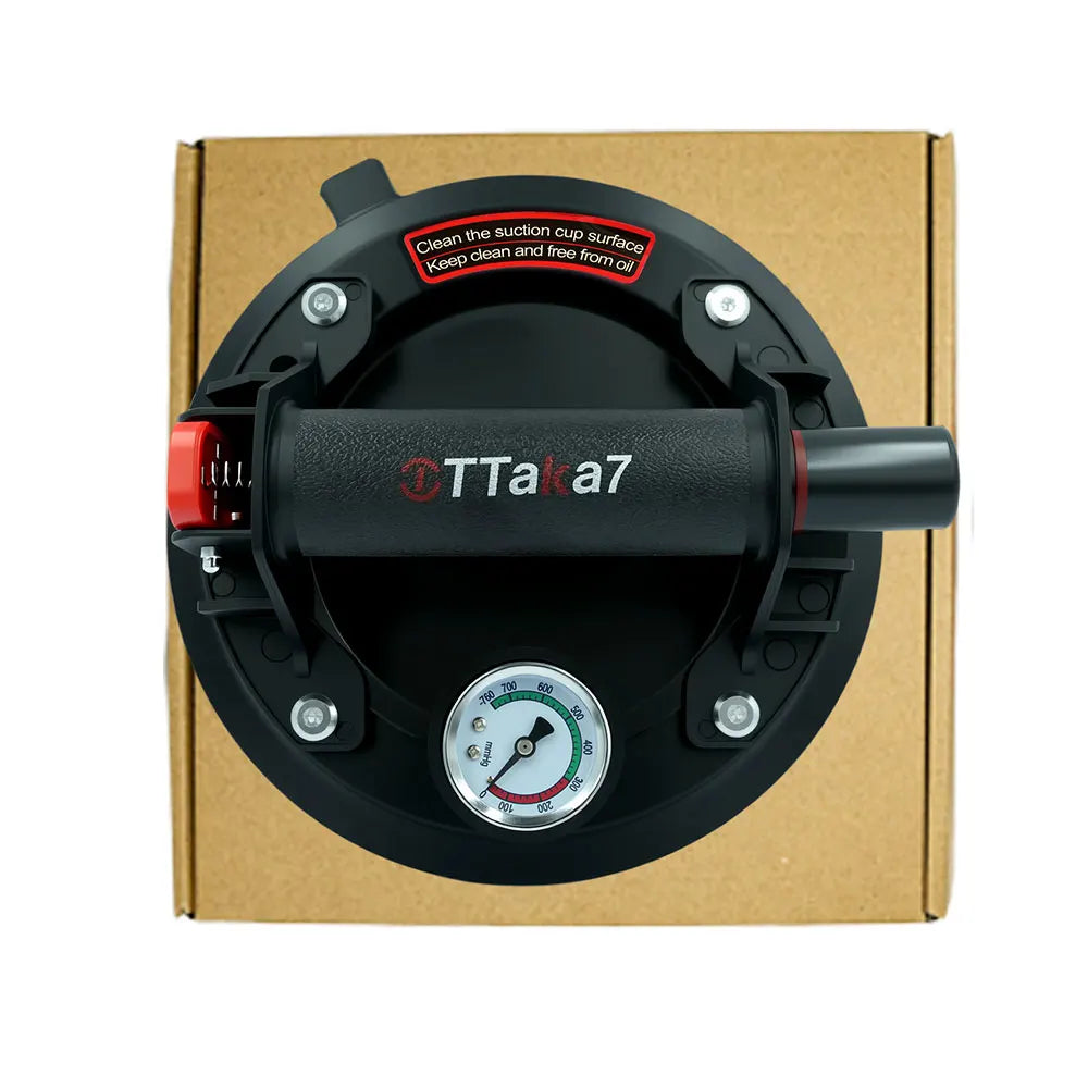 Vacuum Suction Cup 8 Inch 250kg &ndash; Real-Time Pressure Gauge black