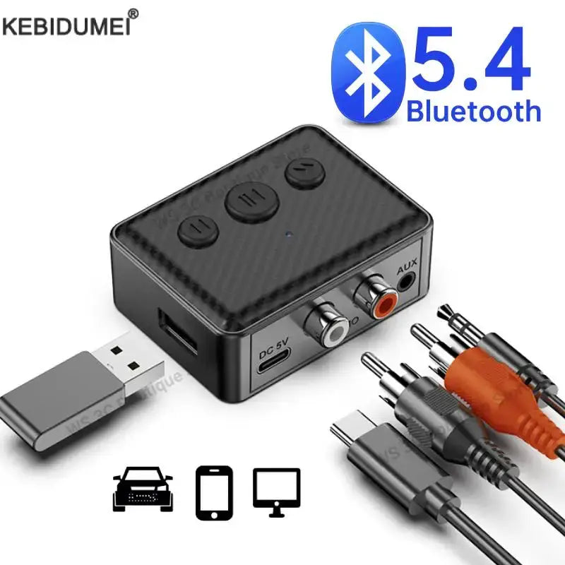 Bluetooth 5.4 Audio Receiver RCA 3.5mm AUX USB Wireless Adapter With MIC Support U-Disk Play For Car Kit Speaker Amplifier by InterCyprus Trading Ltd