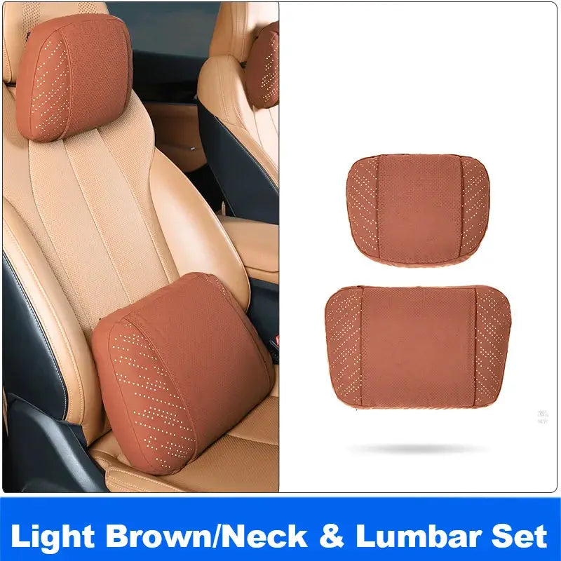 Vtear Universal Car Neck Pillow Lumbar Support Headrest Cushion Memory Foam Luminous Breathable Perforated Interior Accessories by InterCyprus Trading Ltd
