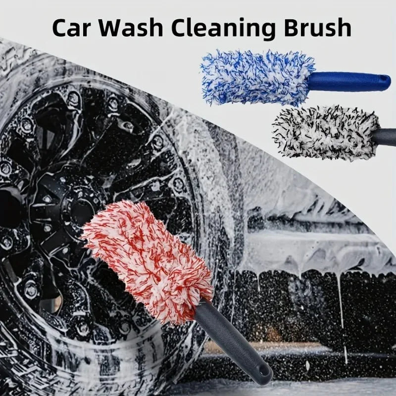 Portable Plush Car Cleaning Brush for Wheels and Rims