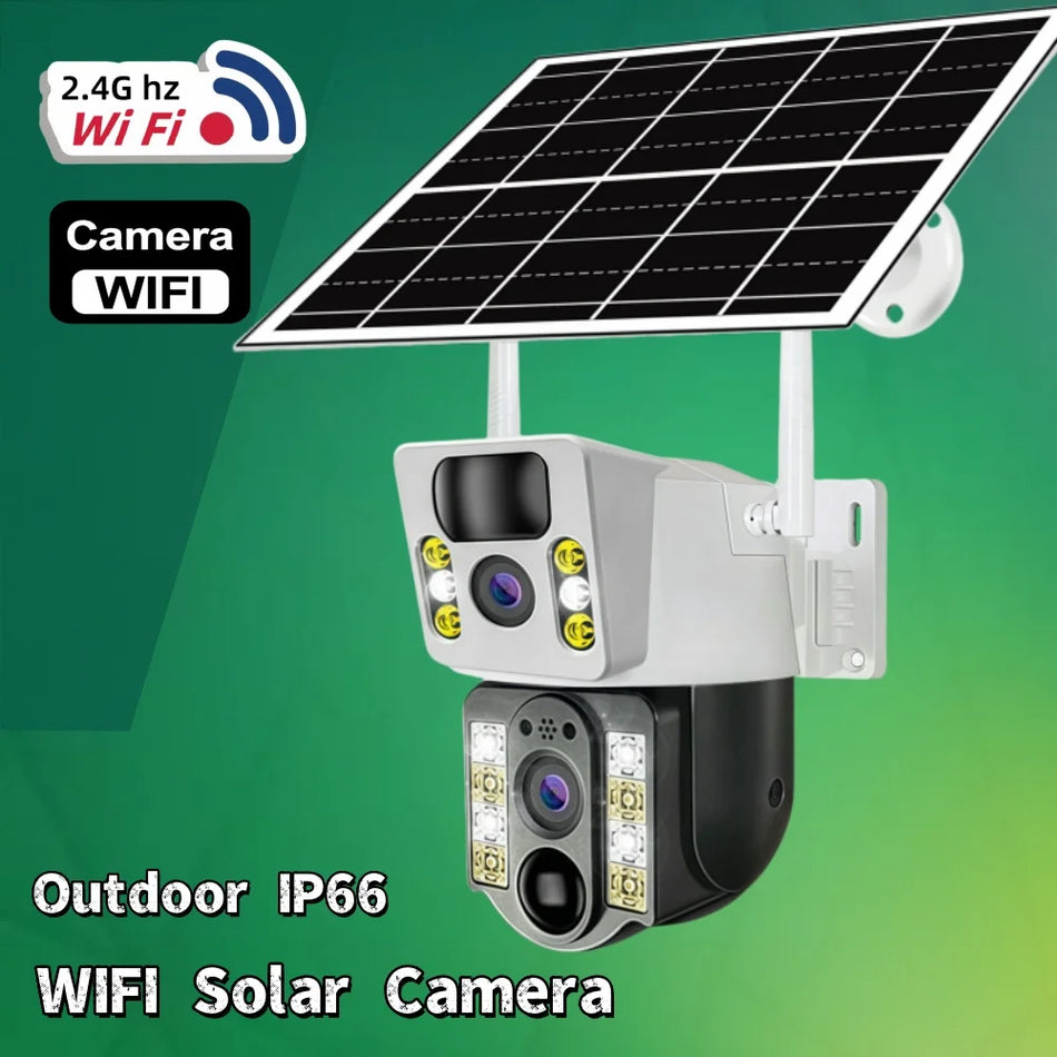 V380 Pro Security Solar Camera 4G Dual Lens Outdoor 8MP Low Power Battery IP Security Protection Camera PIR Night Vision CCTV WIFI Cam No Card